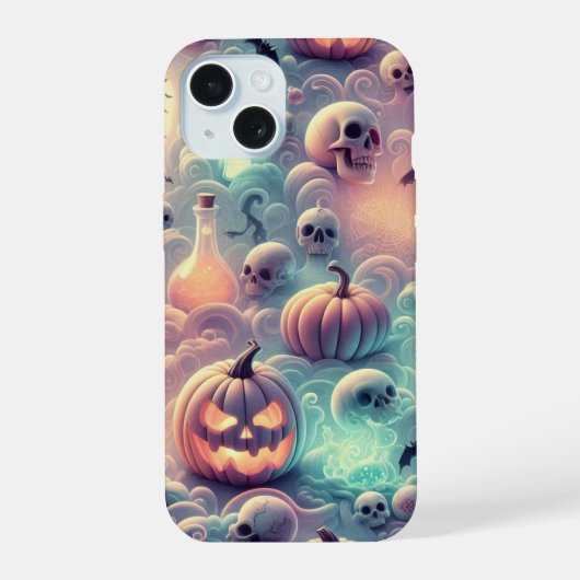 パステルハロウィーンカボチャ、ポーション、およびスカル iPhone 15ケース (裏面)