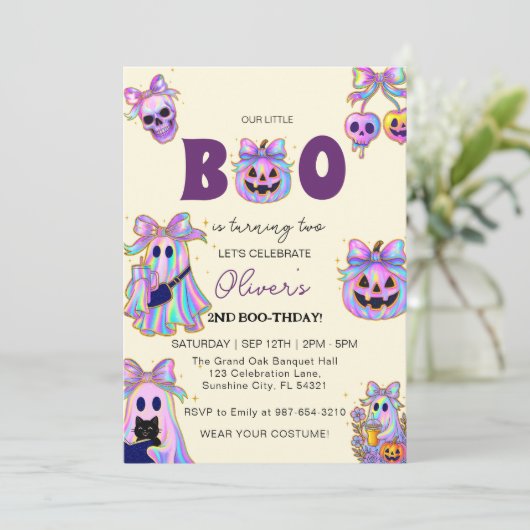 パステルハロウィーンガール誕生日招待状不気味, 招待状 (スタンド正面)