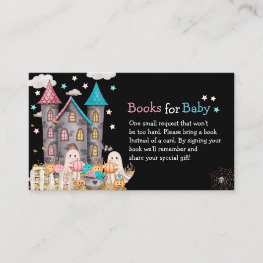 パステルハロウィーンジェンダーが赤ちゃんシャワーを明かす エンクロージャーカード (正面)