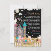 パステルハロウィーンジェンダーが赤ちゃんシャワーを明かす サンキューカード (正面)
