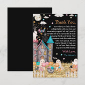 パステルハロウィーンジェンダーが赤ちゃんシャワーを明かす サンキューカード (正面/裏面)