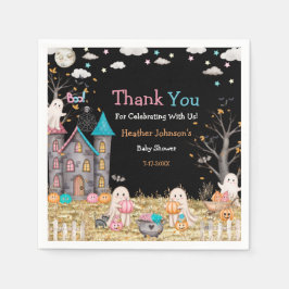 パステルハロウィーンジェンダーが赤ちゃんシャワーを明かす スタンダードカクテルナプキン