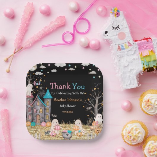 パステルハロウィーンジェンダーが赤ちゃんシャワーを明かす ペーパープレート (パーティー)