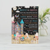 パステルハロウィーンジェンダーが赤ちゃんシャワーを明かす 招待状 (スタンド正面)