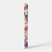 パステルハロウィーンスカル、こうもり、幽霊、カボチャ iPhone 15ケース (左側面)