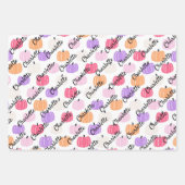 パステルハロウィーンチャイルドズネーム幽霊パンプキンス ラッピングペーパーシート (正面3)