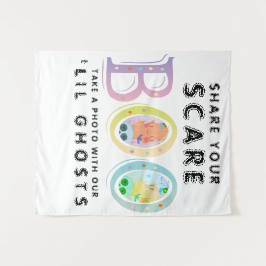 パステルハロウィーンデコール幽霊フォトブース背景 タペストリー (正面(横))