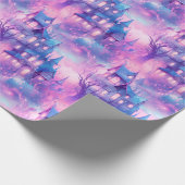 パステルハロウィーンパープルアンドピンクスハ不気味ウス ラッピングペーパー (角)