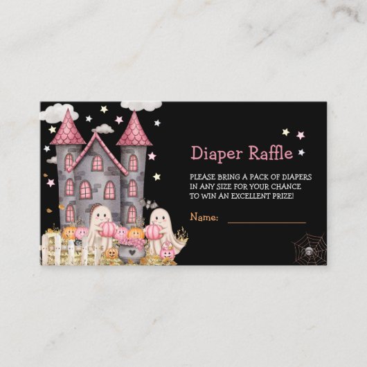 パステルハロウィーンリトルブガールベビーシャワー エンクロージャーカード (正面)