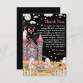 パステルハロウィーンリトルブガールベビーシャワー サンキューカード (正面/裏面)