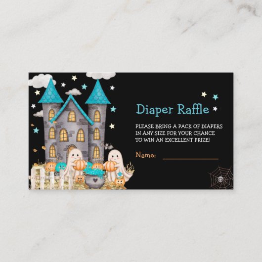 パステルハロウィーンリトルブボーイベビーシャワー エンクロージャーカード (正面)