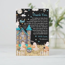 パステルハロウィーンリトルブボーイベビーシャワー サンキューカード