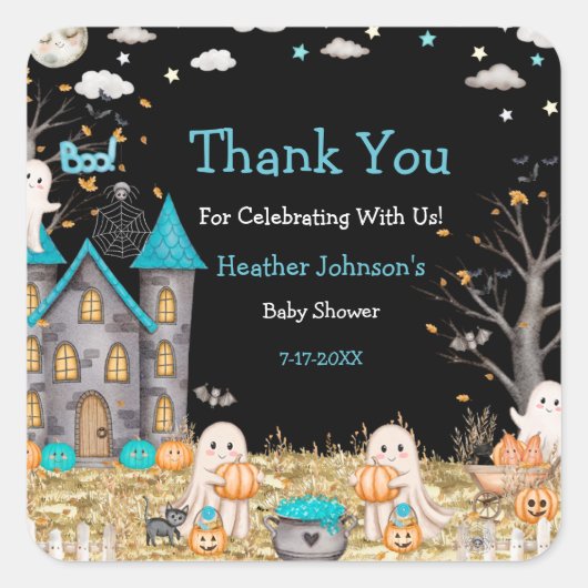 パステルハロウィーンリトルブボーイベビーシャワー スクエアシール (正面)