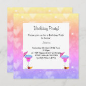 パステルハワイアンテーマバースデーパーティー 招待状 (正面/裏面)