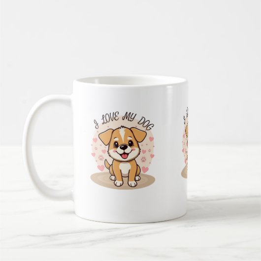 パステルハートがかわいい犬好きコーヒーマグ コーヒーマグカップ (左)