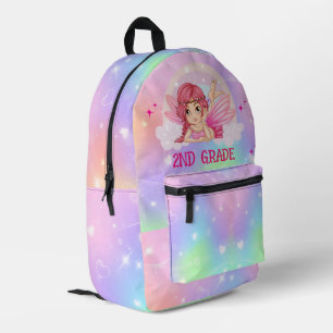 パステルハートと妖精オンアクラウドパーソナライズされた プリントバックパック
