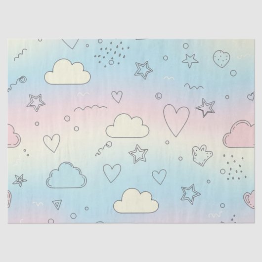 パステルハートと雲の水彩ドリーム (8) 薄葉紙 (正面)
