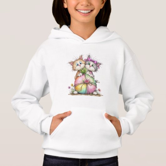 パステルハートを抱えるかわいい子猫たちのギフトアート (正面)