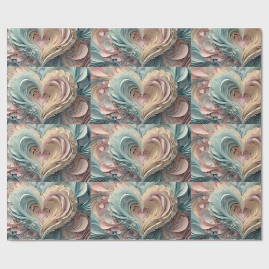 パステルハートインカット紙スタイル ラッピングペーパー (フラット)