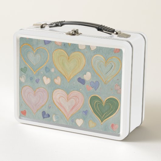 パステルハートタペストリー メタルランチボックス (正面)