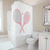 パステルハートテニスプレーヤーラケットボールデザイン シャワーカーテン (インサイチュ)