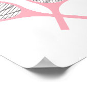 パステルハートテニスプレーヤーラケットボールデザイン ポスター (角)