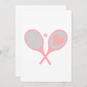 パステルハートテニスラケットアンドボールデザイン 招待状 (正面/裏面)