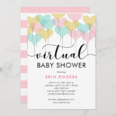 パステルハートバルーンバーチャルベビーシャワー 招待状 (正面/裏面)