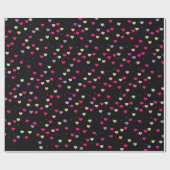 パステルハートパターンオンブラック ラッピングペーパー (フラット)