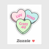 パステルハート型キャンディーとラブメッセージ シール (シート)