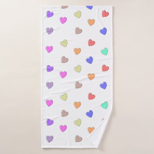 パステルハート形状パターン バスタオル (バスタオル)