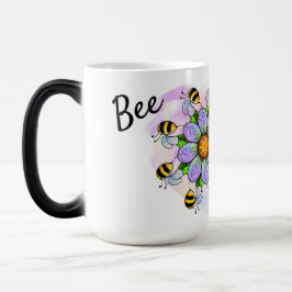 パステルハート背景マグカップで魔法のビー モーフィングマグカップ