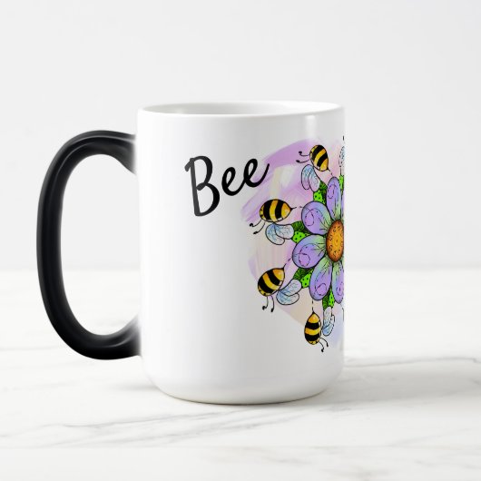 パステルハート背景マグカップで魔法のビー モーフィングマグカップ (左)