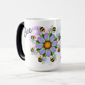 パステルハート背景マグカップで魔法のビー モーフィングマグカップ (正面左)