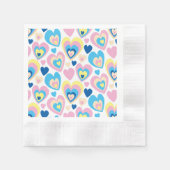 パステルハート。 縁ありカクテルナプキン (正面)