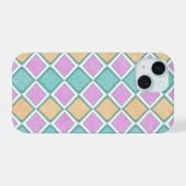 パステルハーレクイン+プリズムダイヤモンド柄 iPhone 15ケース (裏面横)