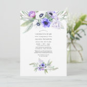 パステルバイオレットフローラお祝いのライフフォト 招待状 (スタンド正面)