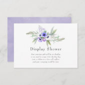 パステルバイオレットフローラブライダルシャワーディスプレイシャワー エンクロージャーカード (正面/裏面)