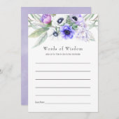 パステルバイオレットフローラブライダルシャワー アドバイスカード (正面/裏面)