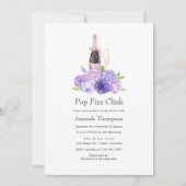 パステルバイオレットフローラポップ・アートのフィズクレンクブライダルシャワー 招待状 (正面)