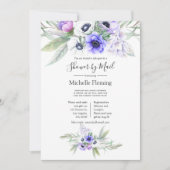 パステルバイオレット フローラル ベイビーまたはブライズ シャワー by Mail 招待状 (正面)