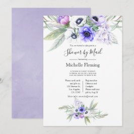 パステルバイオレット フローラル ベイビーまたはブライズ シャワー by Mail 招待状