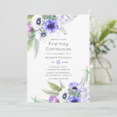 パステルバイオレット&プラムフローラ聖餐式 招待状 (スタンド正面)