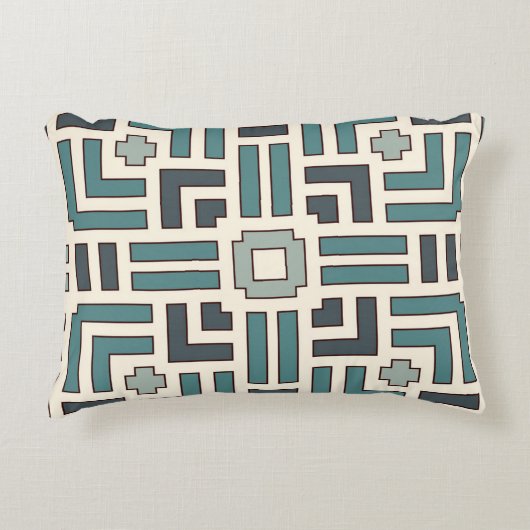 パステルバスケットウィーブモチーフ重なり合うストライプ アクセントクッション (正面)