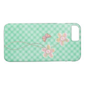パステルバタフライと緑市松模様にの花 Case-Mate iPhoneケース (裏面(横))