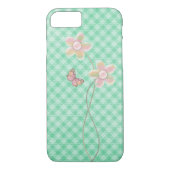 パステルバタフライと緑市松模様にの花 Case-Mate iPhoneケース (裏面)