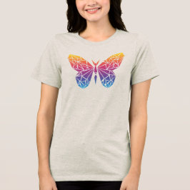 パステルバタフライエステティックTシャツ女性用Tシャツ トライブレンドＴシャツ