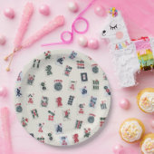 パステルバッジの背景に麻雀タイル ペーパープレート (パーティー)