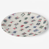 パステルバッジの背景に麻雀タイル ペーパープレート (アングル)