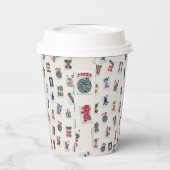 パステルバッジの背景に麻雀タイル 紙コップ (左)